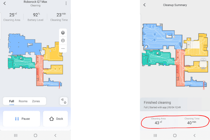 Die strukturierte Navigation des Roborock Q7 Max ist in der App zu sehen